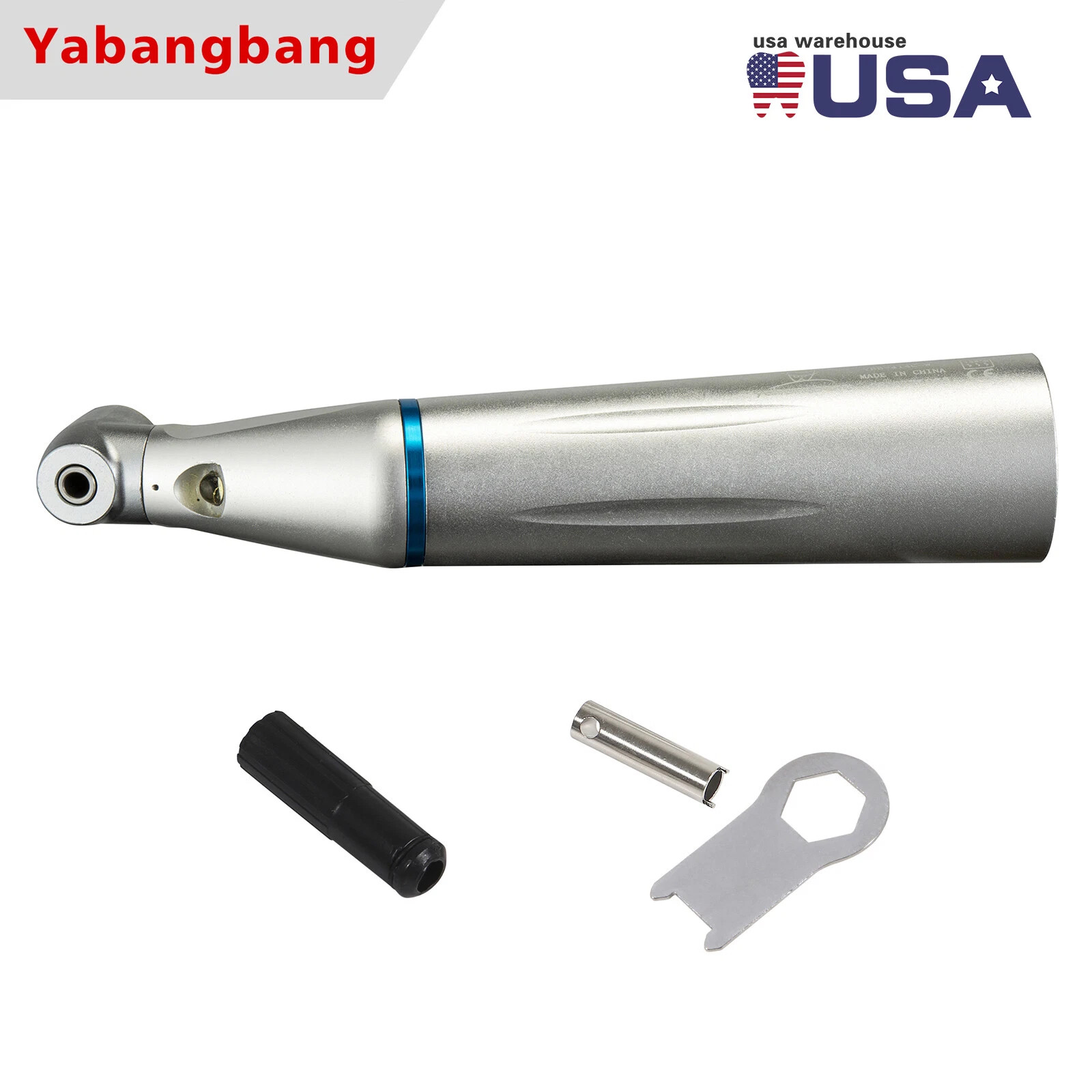 Dental SLow Speed LED Handpiece Optic Fiber Contra Angle Motor 4Hole Inner Water