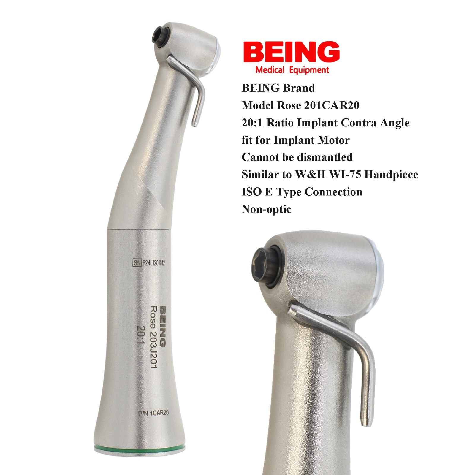 TI-MAX Implant Handpiece 20:1 Reduction Surgical Contra Angle NSK SG20 WH WI-75