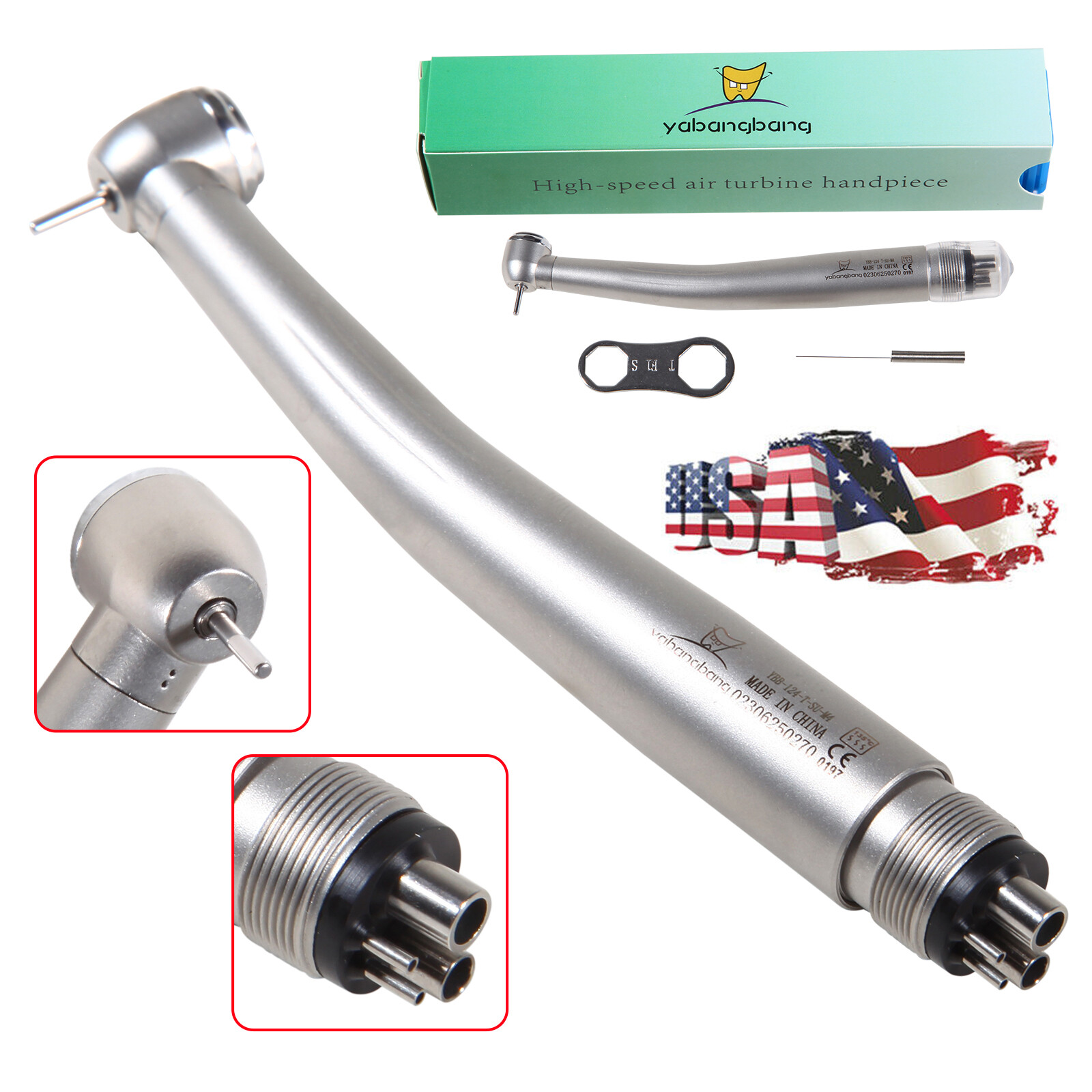 1-10PCS NSK Style Dental High Speed Handpiece Push Button Big Head 4 Hole to
