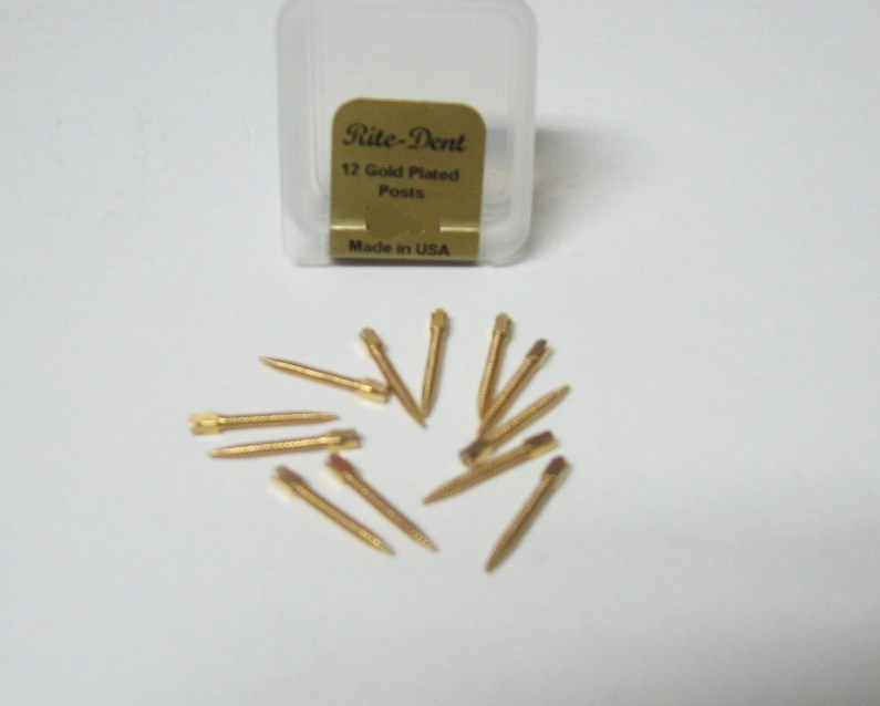 Dental Gold Plated Screw Posts Conical Cross Head Refill Size Medium 5 M5 12/Box