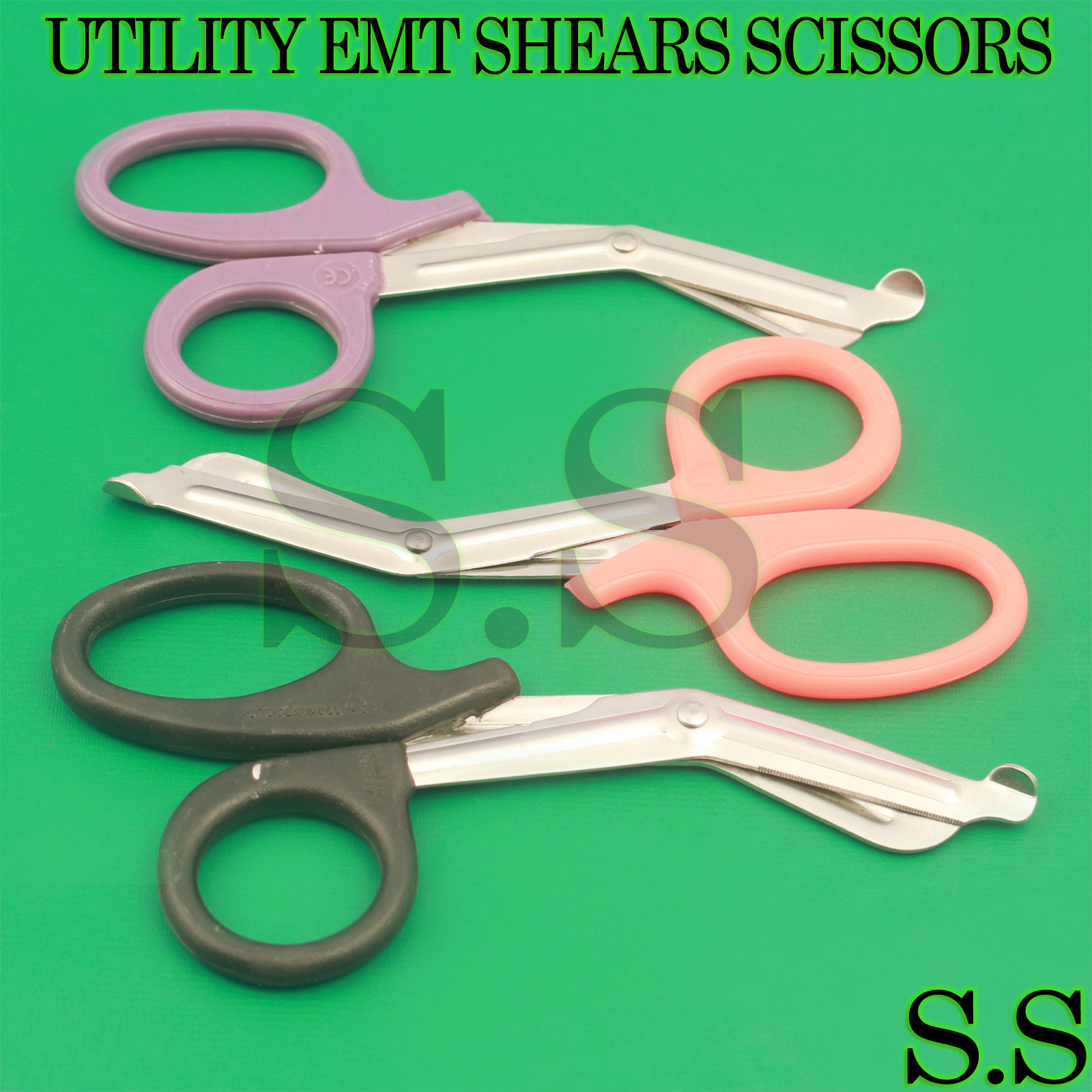 3 PCS (ORANGE BLACK PURPLE) TRAUMA PARAMEDIC UTILITY EMT SHEARS SCISSORS 7.5″