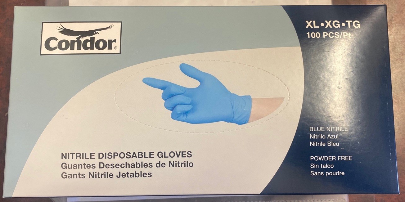 Condor 2XLZ9 Size X-Large Powder-Free Blue Disposable Gloves (Case of 1000)