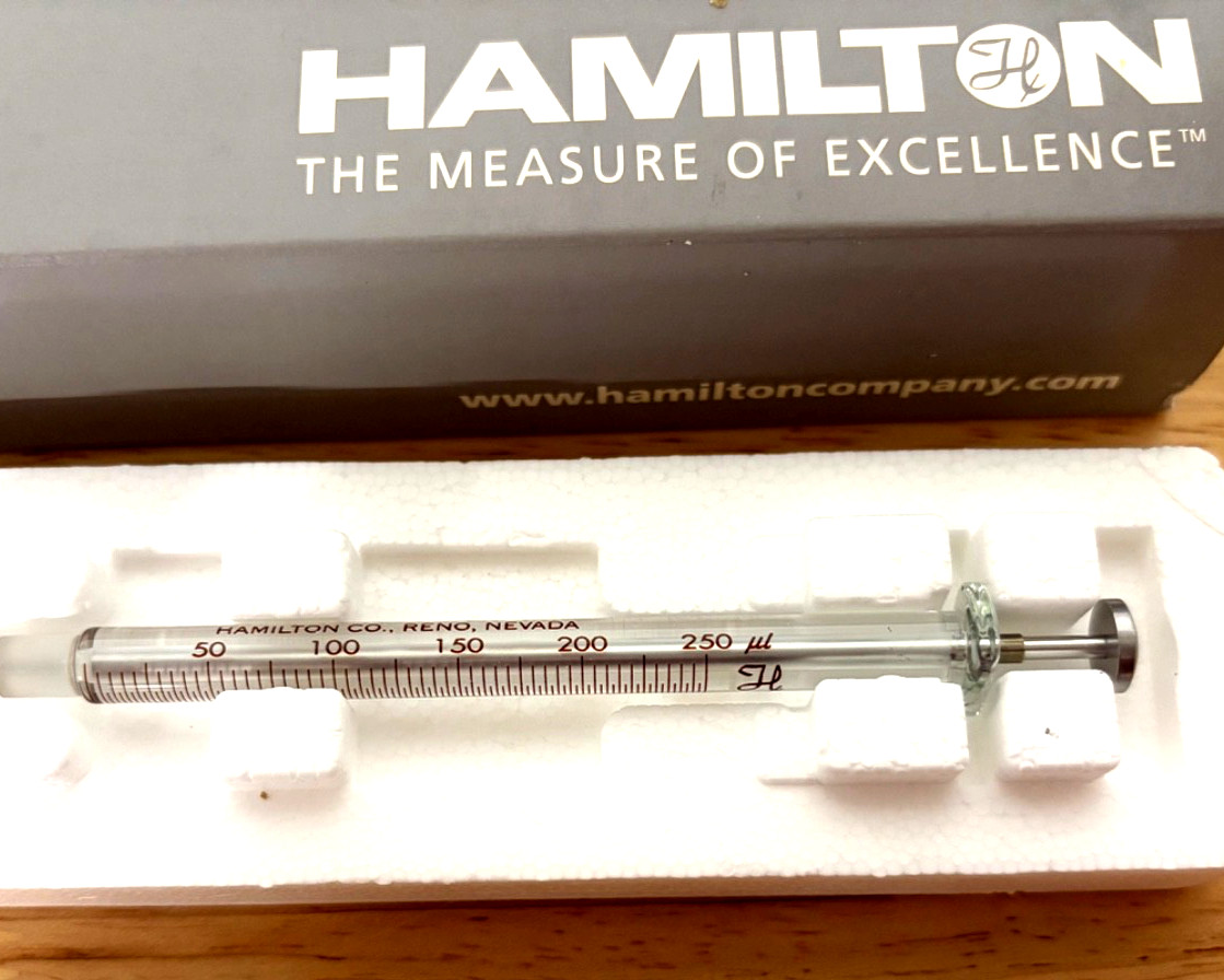 Hamilton 80765 GC Syringe 725SNR 250 μL 22Ga 2″ Blunt Needle – Open Box