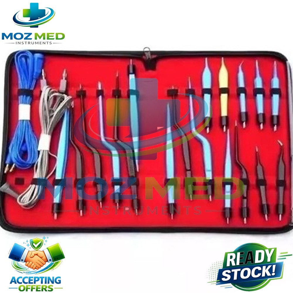 Electrosurgical Bipolar Bayonet Forceps 20 Pcs Surgical Instruments Set