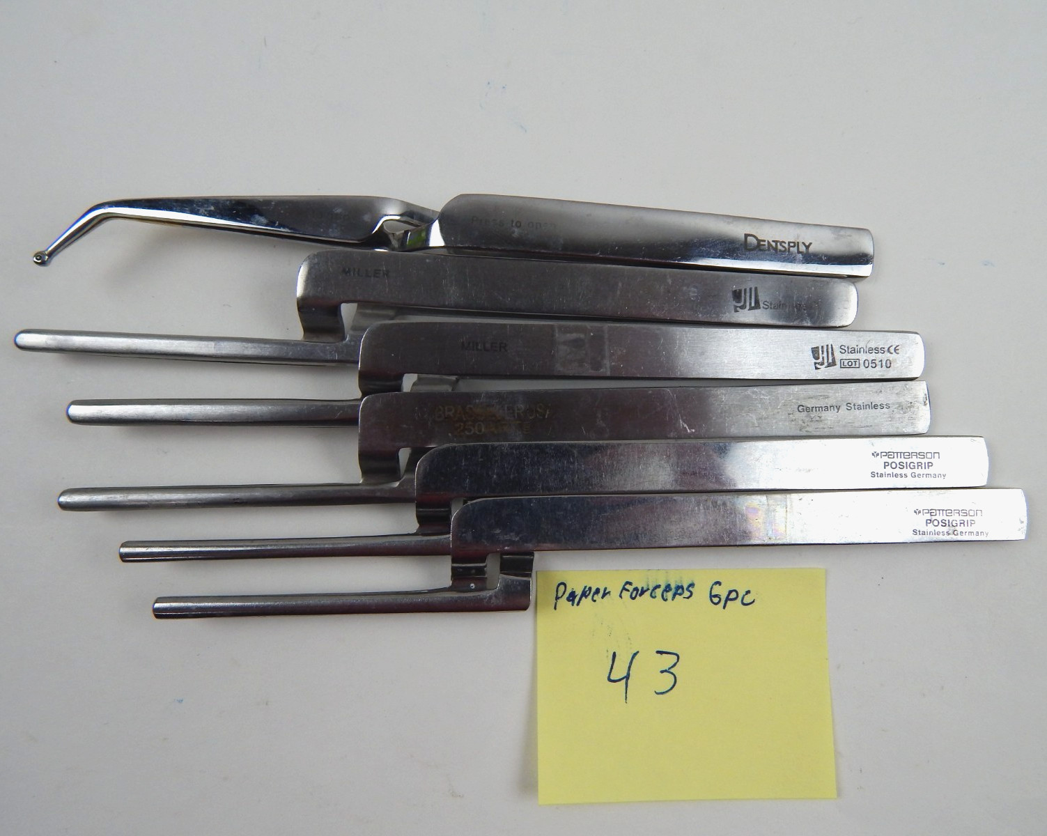 6pc Paper Forceps Miller Dentsply Patterson Brasseler Dental Tool Lot #43