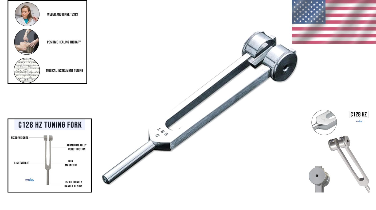 C128 Hz Tuning Fork – Extra Long Handle, Corrosion Resistant & Stress Reducing