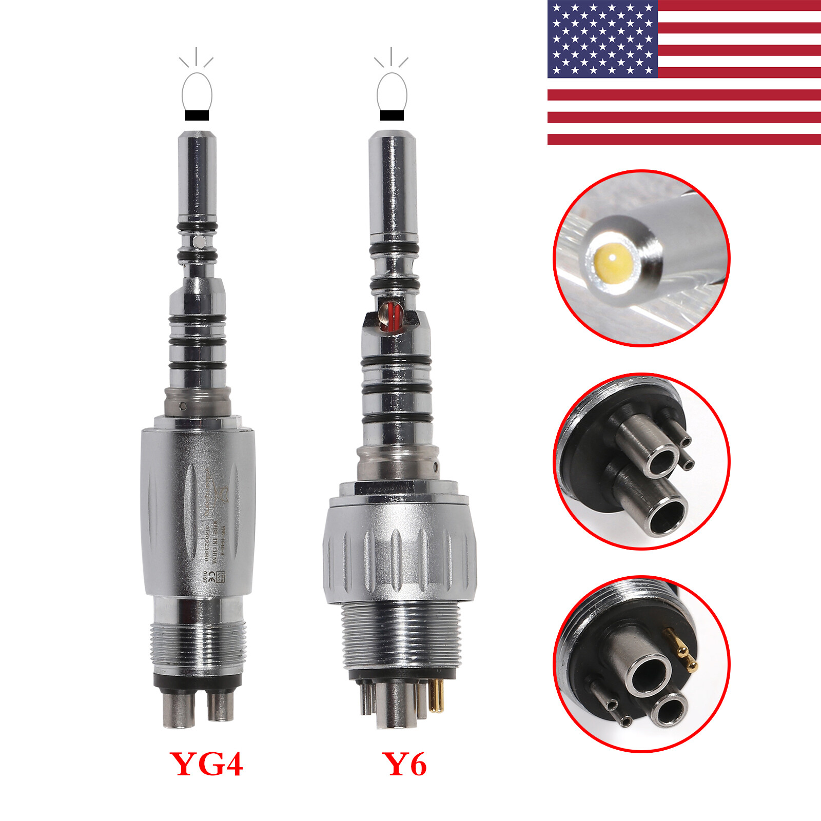 Dental Handpiece Coupler LED Self Power E Generator Integrated 4/6 Hole Fit KaV