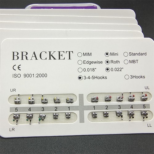 20Pcs/Set Dental Orthodontic Brackets Braces Metal Mini Roth.022 Hooks 345