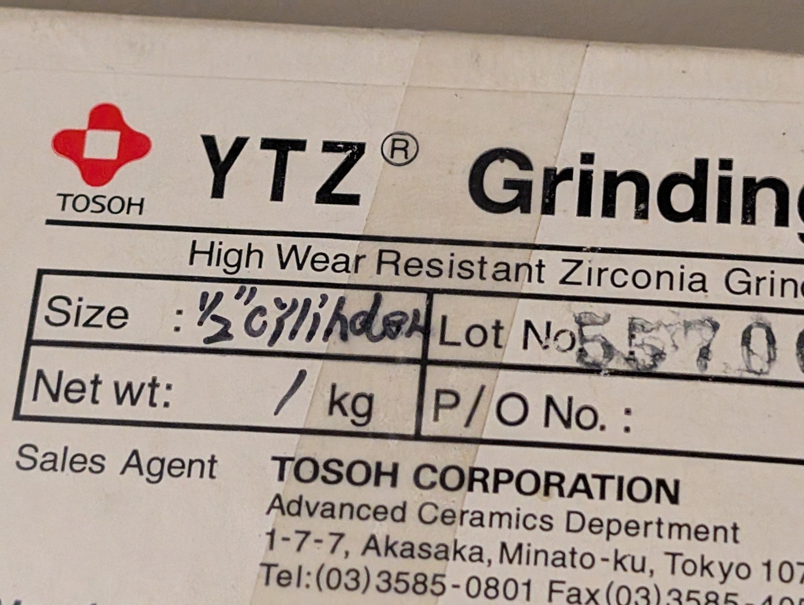 YTZ Tosoh High Wear Resistant Zirconia Grinding Media 1/2″ Cylinder 2 Lbs 3.5 Oz