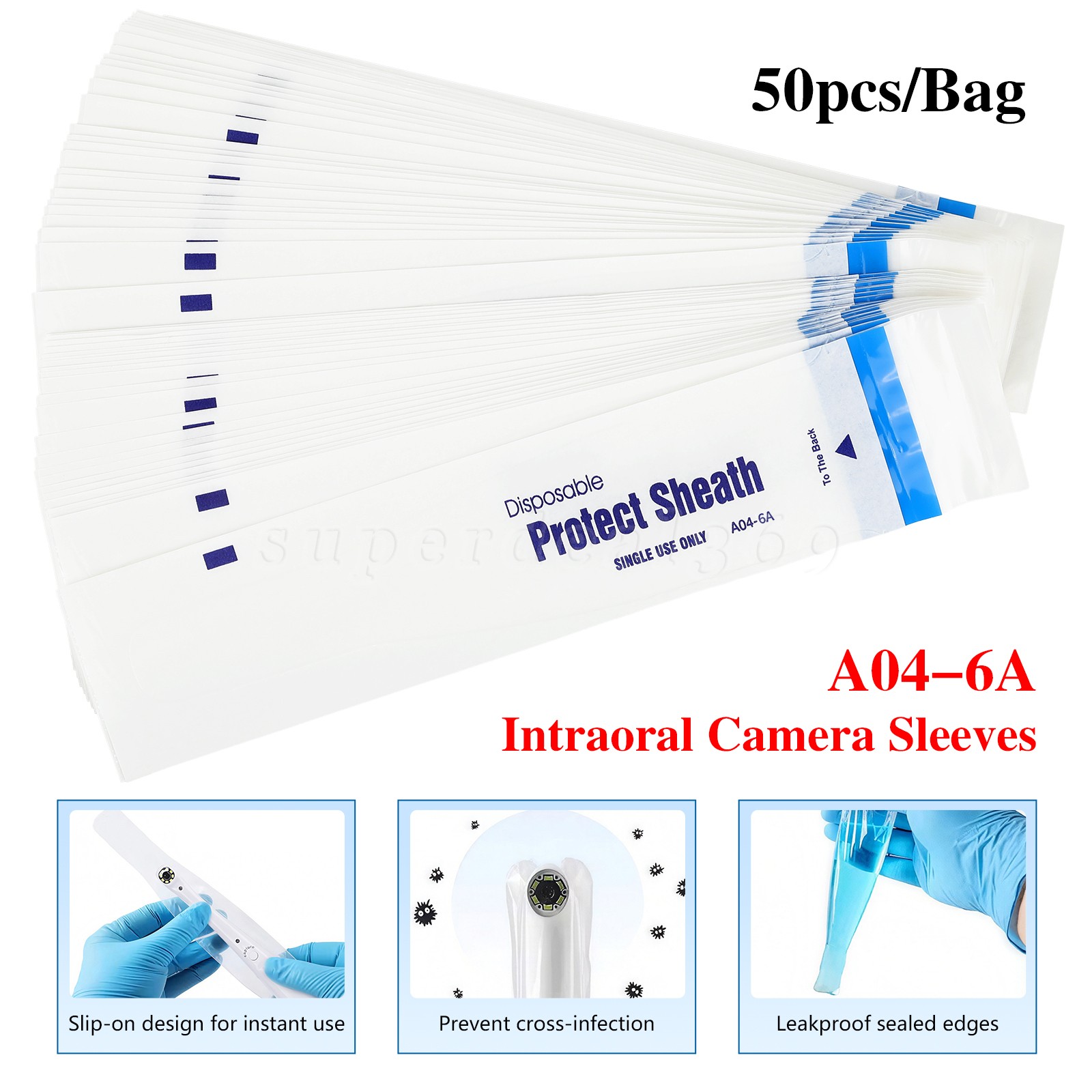 200pcs Intraoral Camera Sheath Dental Oral Disposable Safe Cover Sleeve A04-6A