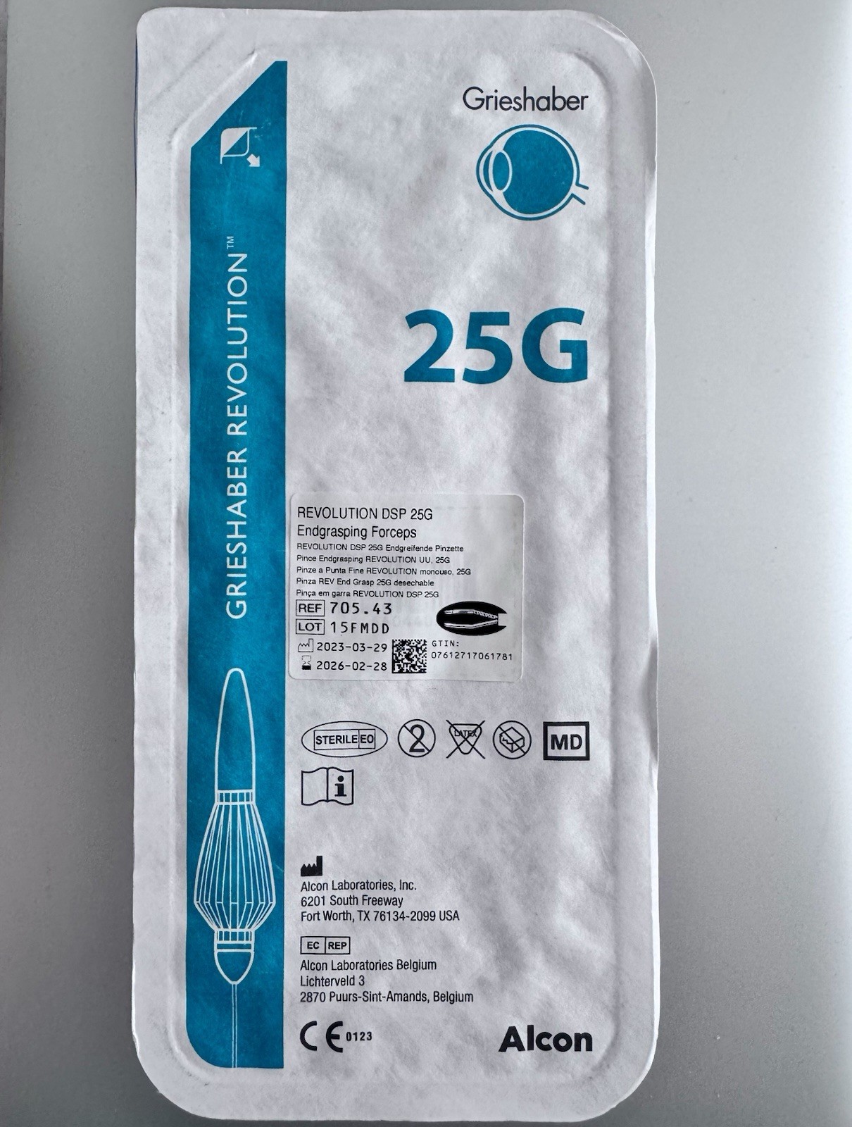 NEW Alcon Grieshaber REVOLUTION DSP 25G Endgrasping Forcep Ophthalmology #705.43