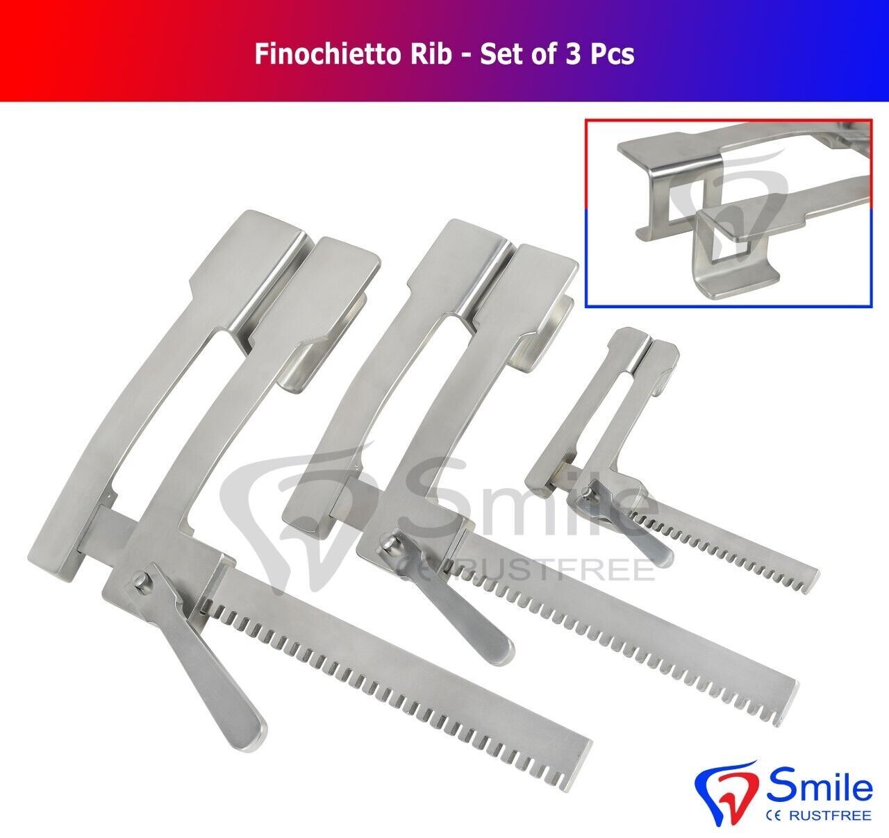 3 Pcs Set Of Finochietto Rib Spreader Baby – Small – Medium – CE -FDA