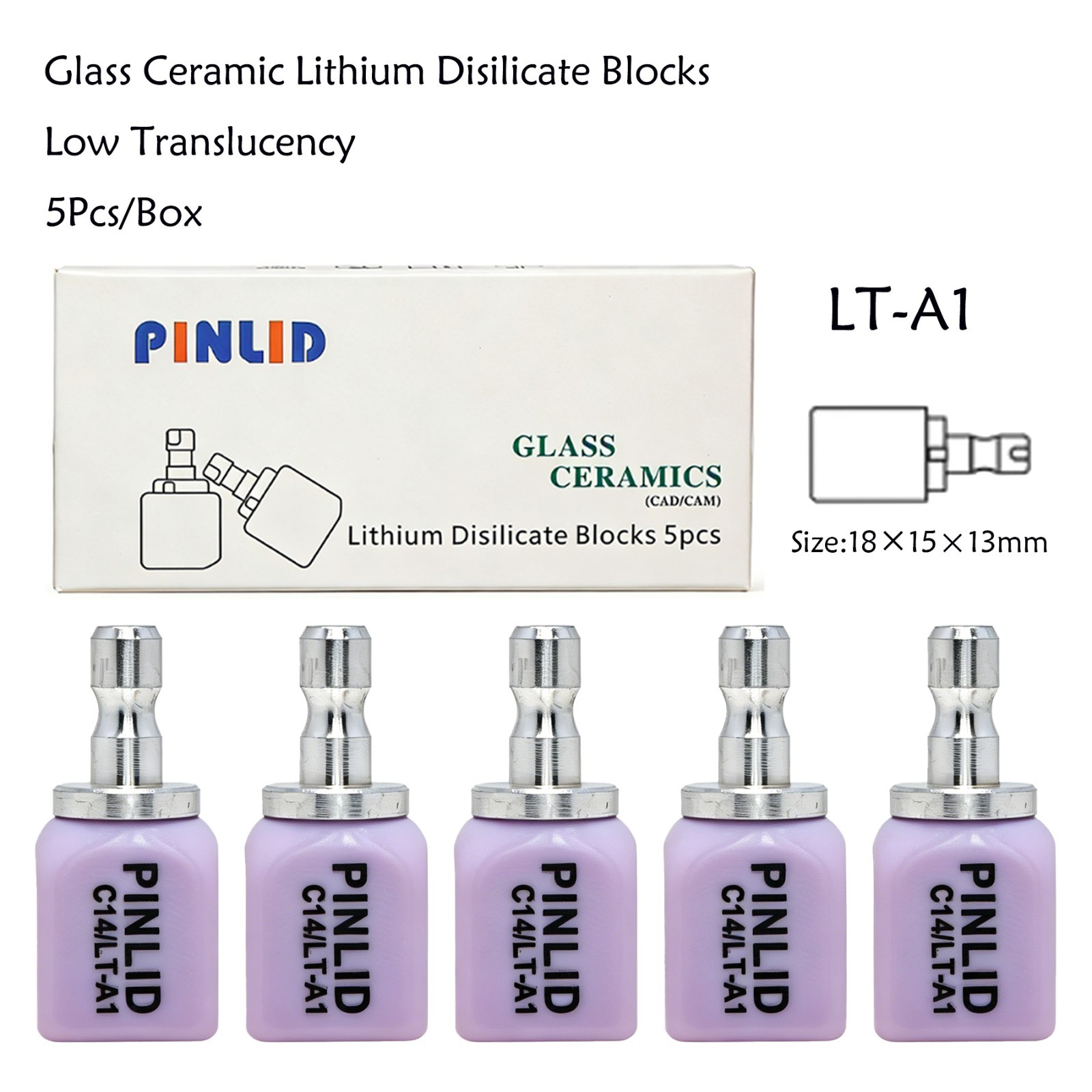 US C14 Emax Dental Glass Ceramic LT Lithium Dislicate CAD/CAM Cerec Blocks 5PCS