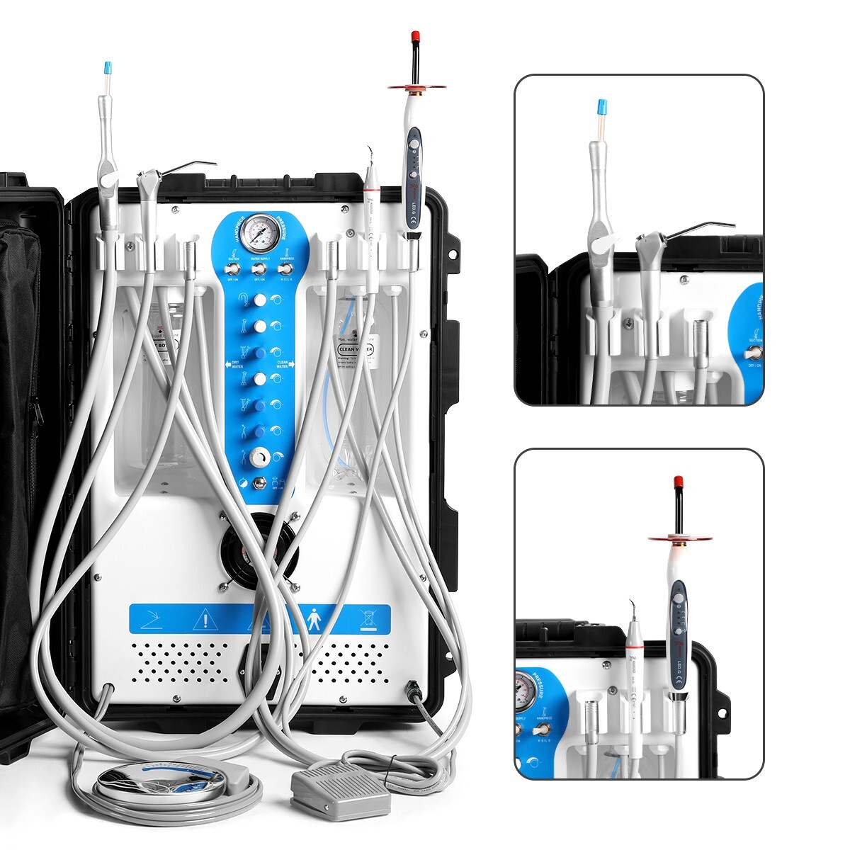 Portable Dental Delivery Unit System Cart Air Compressor Syringe Suction P206S