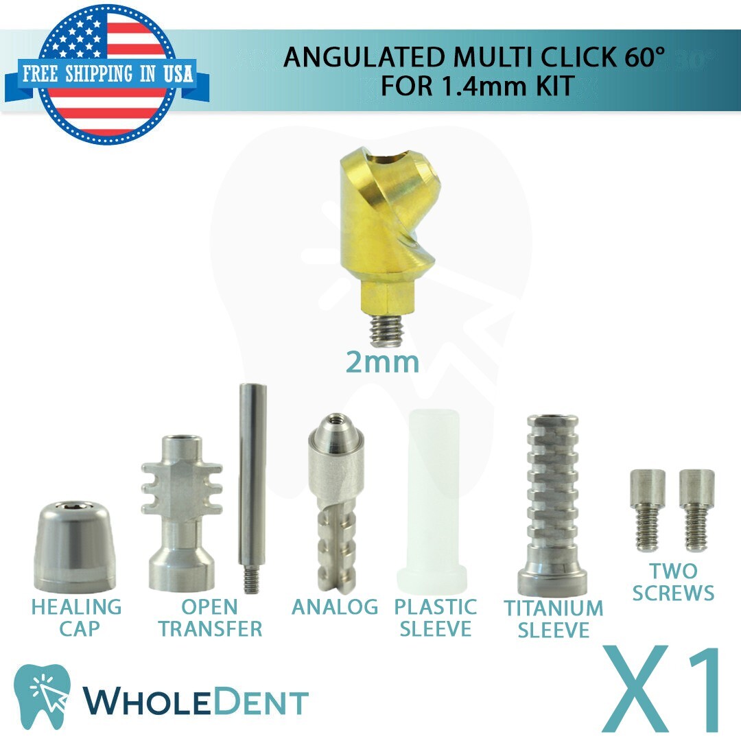 1x Angulated Multi Unit 60° 1.4mm Abutment Attachment Kit Internal Hex 2.42mm
