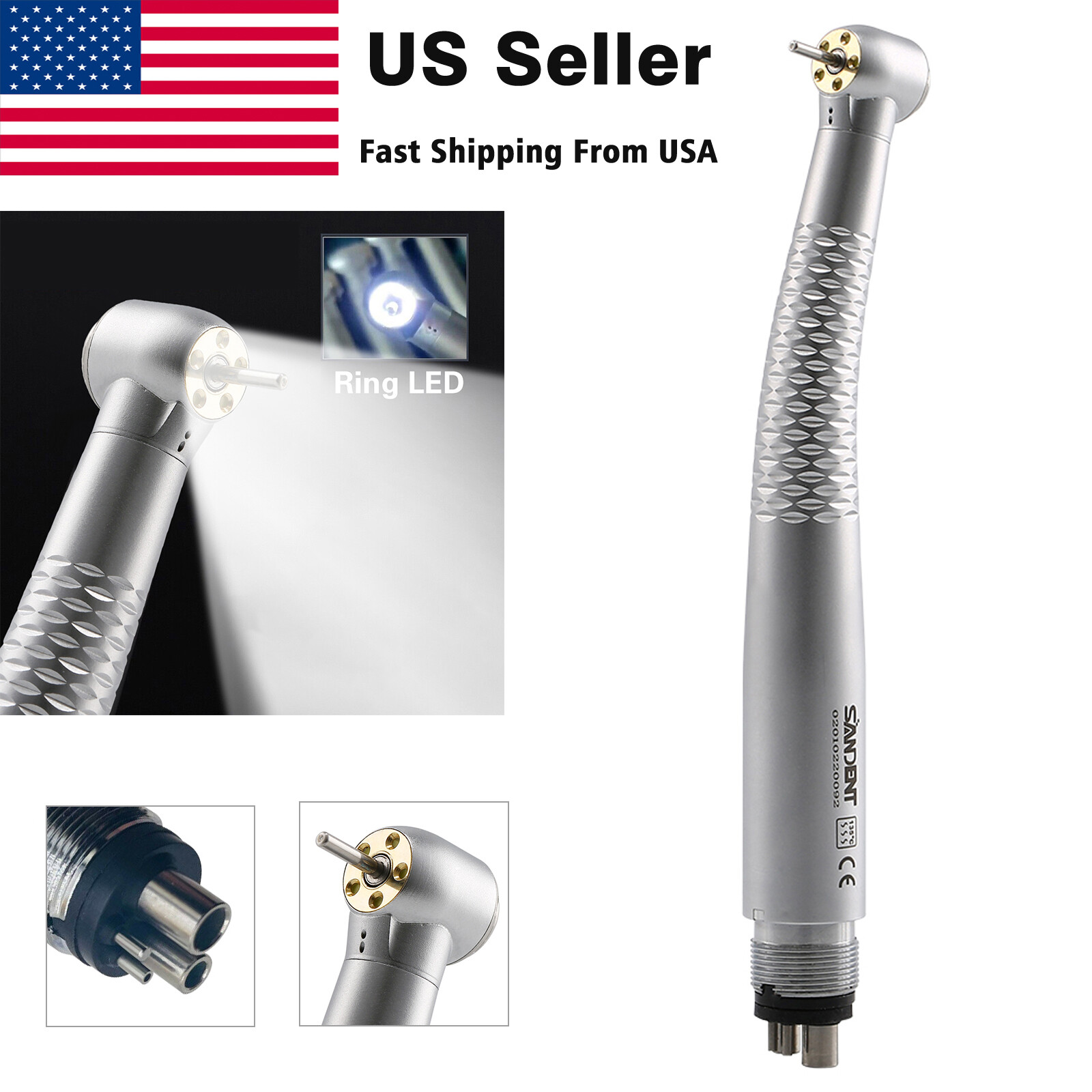 Dental LED E-generator High Speed Handpiece 5*Bulb Fiber Optic / Rotor Y