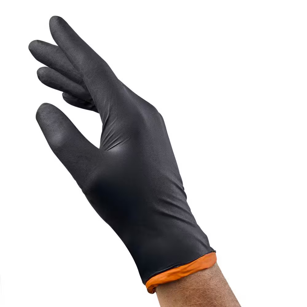 HDX Dual Layer Nitrile Heavy Duty Single Use Chemical Resistant Gloves – 40 Ct.