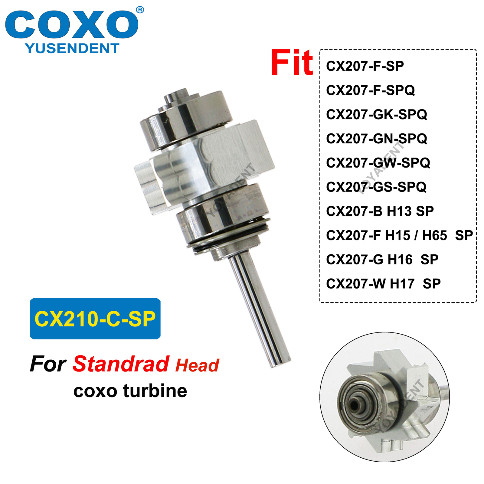 US COXO Dental Handpiece Fiber Optic High Speed Turbine6Pin Coupler Fit KAVO NSK