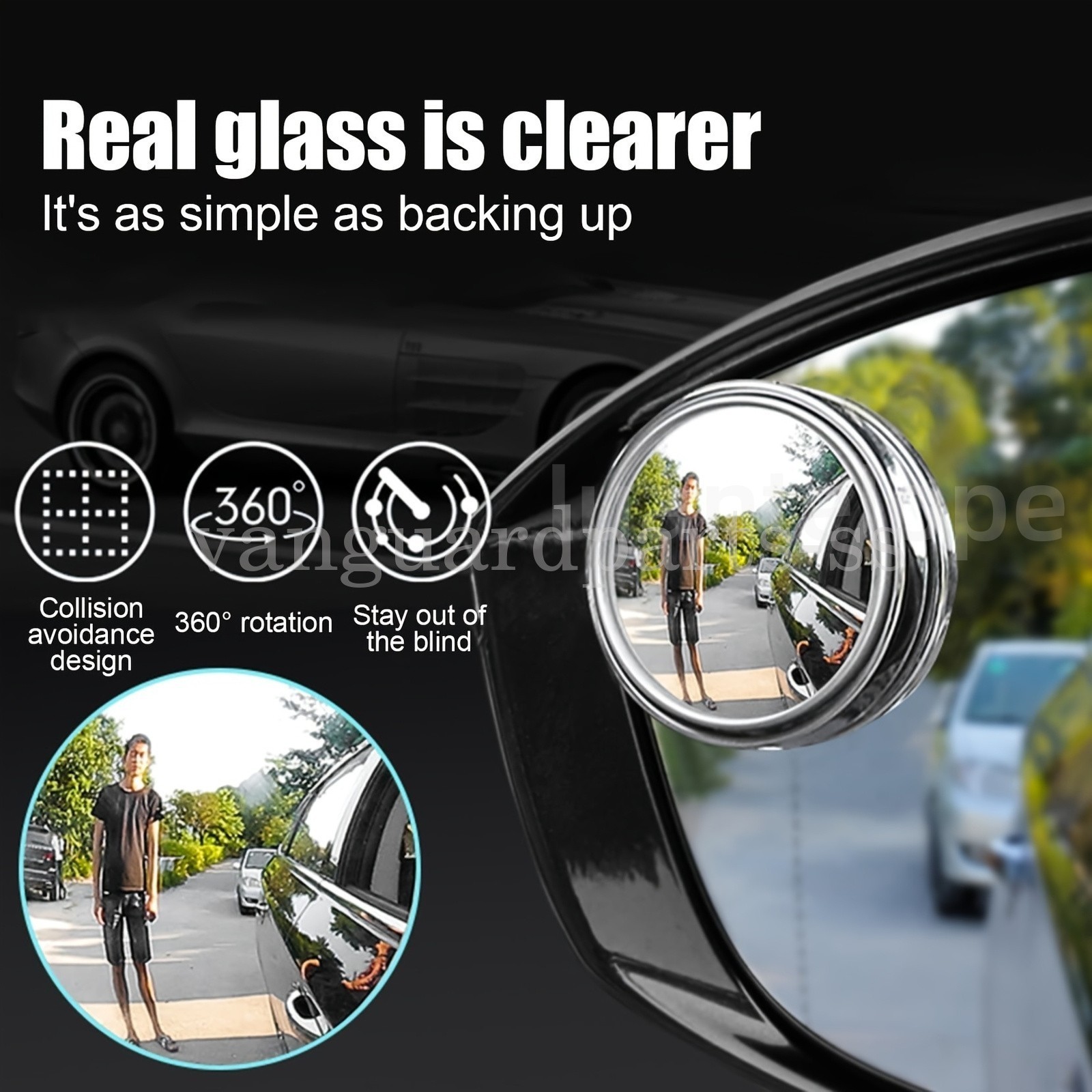 2X Car Sticker Small Round Mirror 360 Degree Blind Spot Reversing Assistance Car