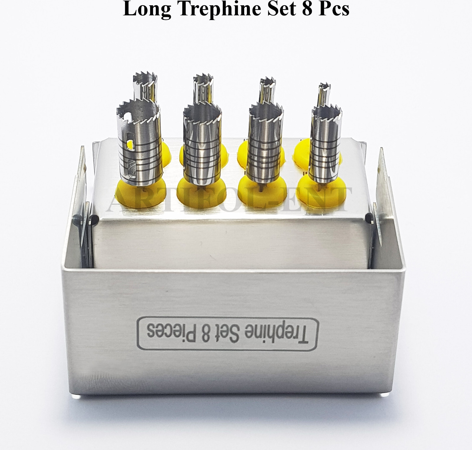 Dental Long Trephine Drills Kit 8 Pcs Implant Crown Removal Tool With Bur Holder