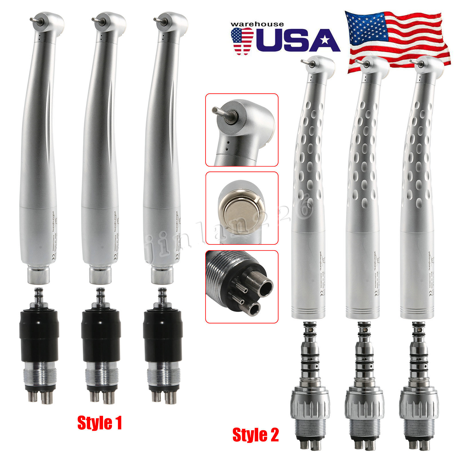 1-5 Yabangbang Dental Fast High Speed Handpiece with 4 Hole Quick Coupler Swivel