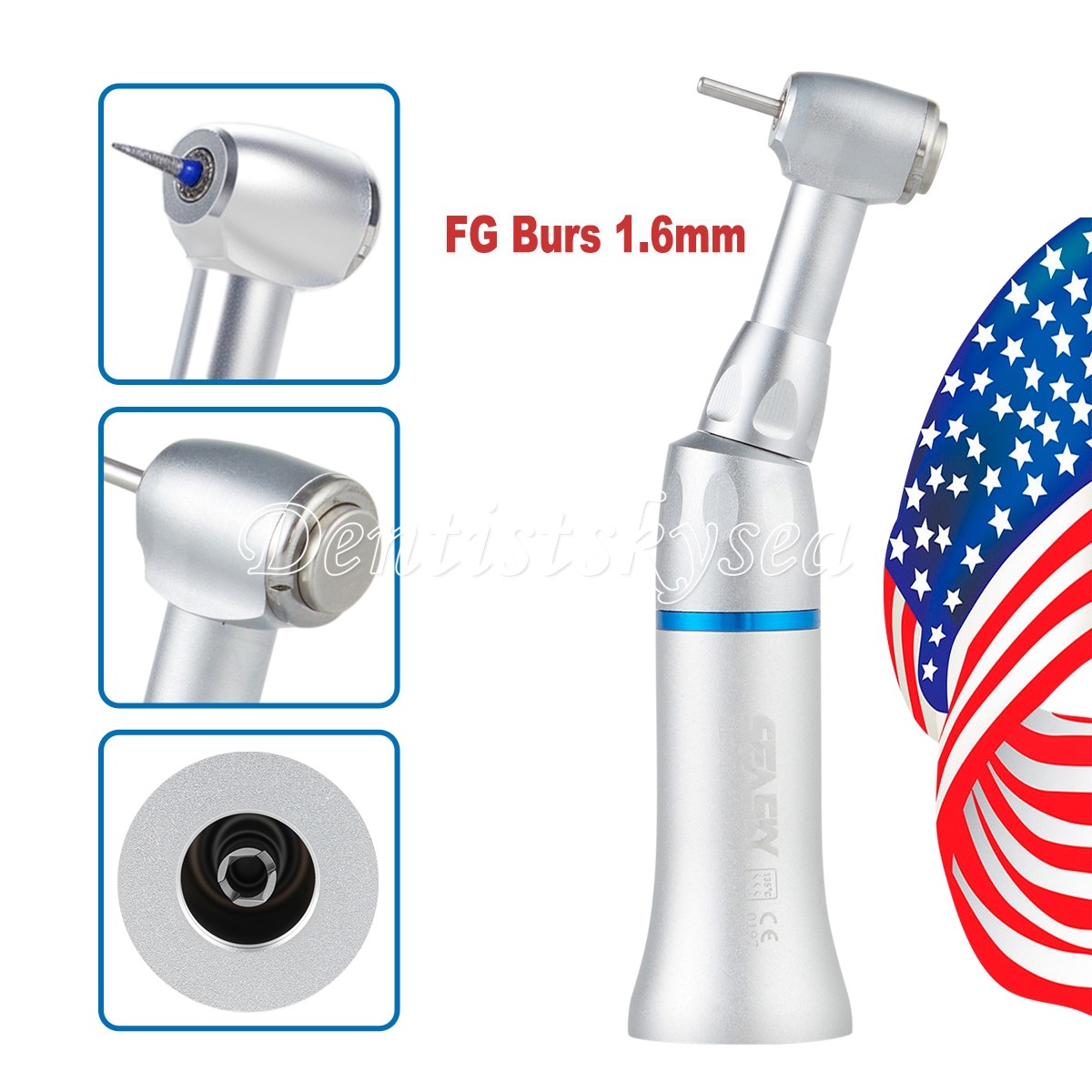 Dental Slow Low Speed Contra Angle Handpiece / 100Pcs FG 1.60mm High Speed Burs