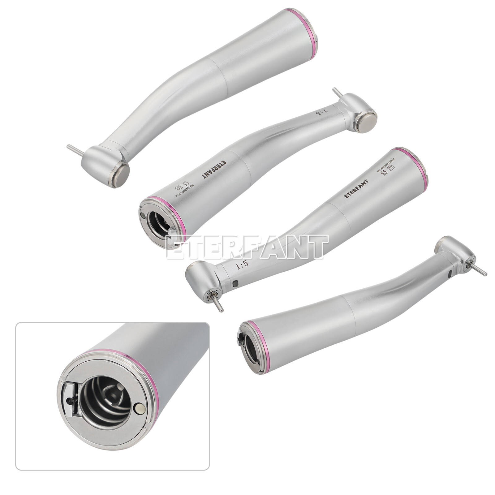 ETERFANT Dental 1:5 Increasing Contra Angle LED Optic Fiber F/NSK Electric Motor