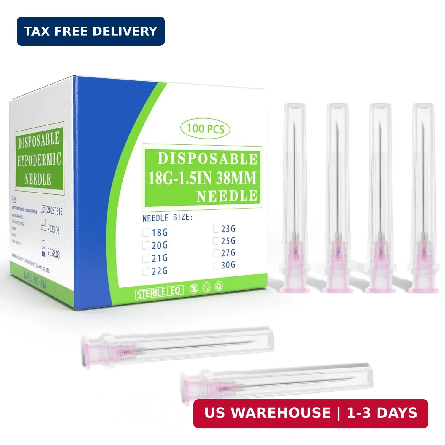 18Gauge 1.5 Inch Luer Lock Needle (100 Pack) – Disposable Sterile Dispensing Nee