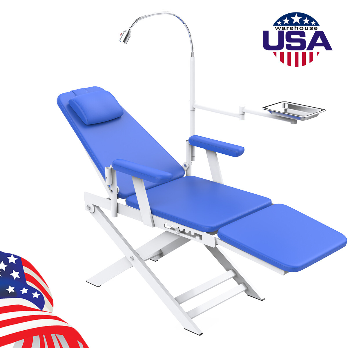 Dental Portable Mobile Folding Chair LED Light /Air Turbine Unit 4 Hole