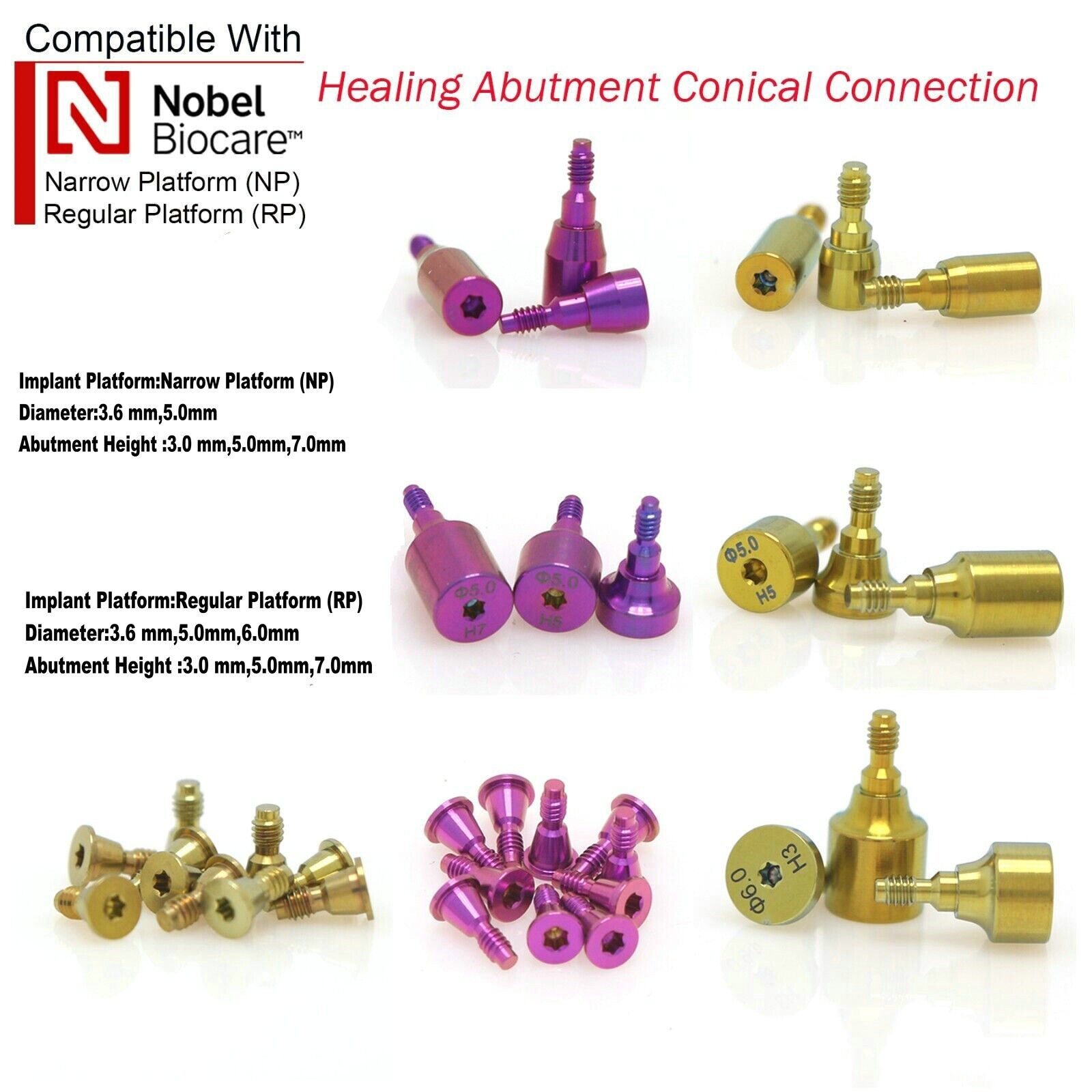 Healing Locator Abutments Open/Closed Tray Torque Wrench Fit Nobel Conical NP/RP