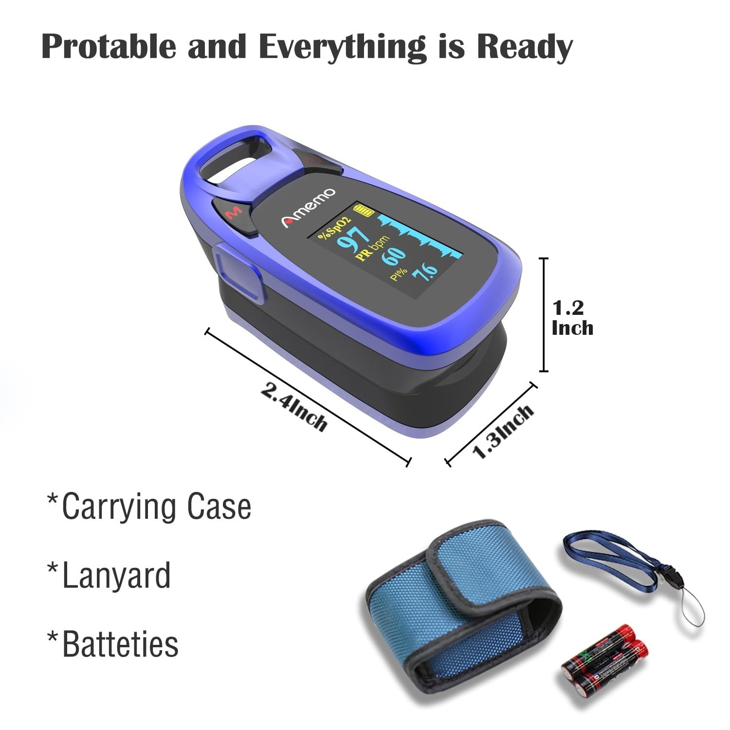 OLED Fingertip Pulse Oximeter with Plethysmograph