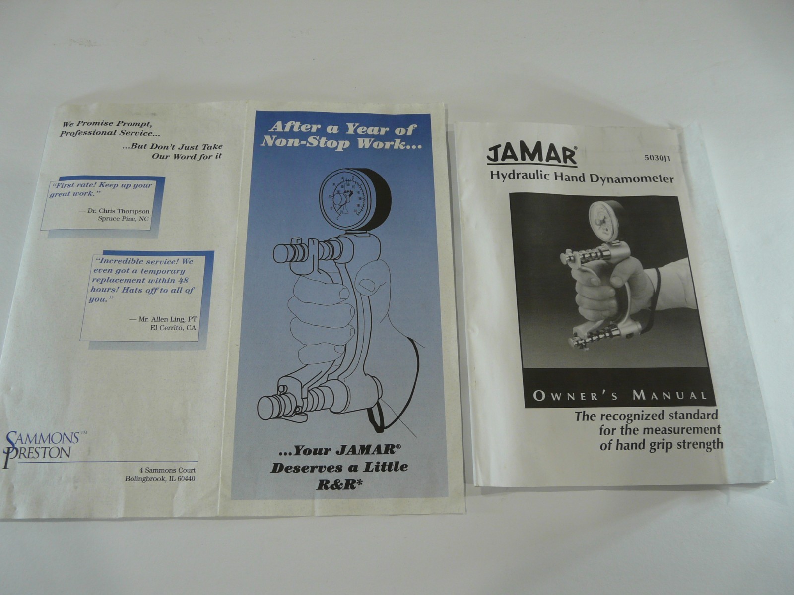 Jamar Hydraulic Hand Dynamometer 5030J1 +Owner’s Manual & Case. MADE IN THE USA!