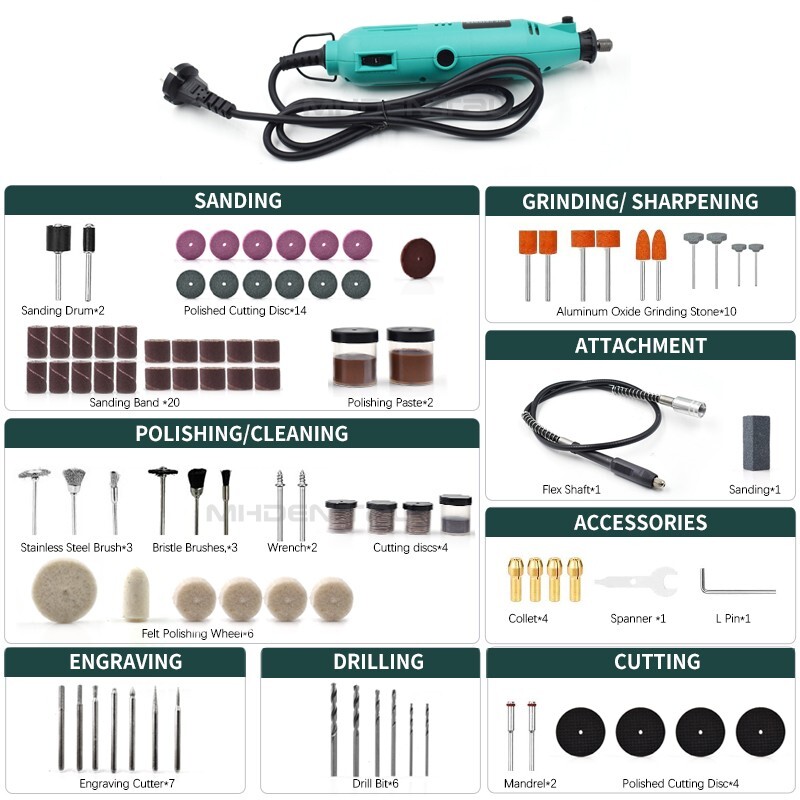 Dental Lab 8K-32KRPM 6 Speed Modes Portable Electric Grinder with Polishing Disc