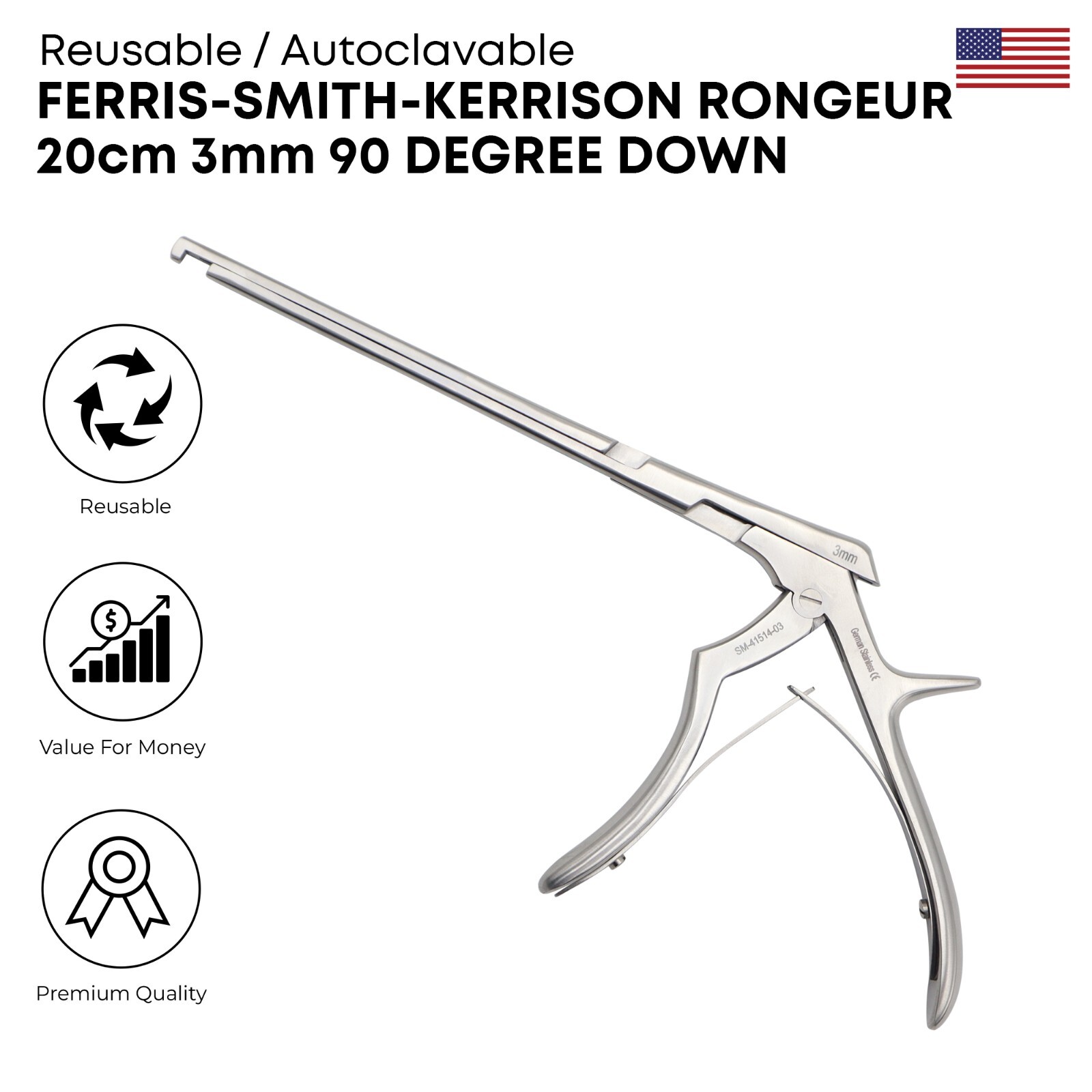 Ferris Smith Kerrison Rongeur 20 cm Down 90° Surgical Instuments