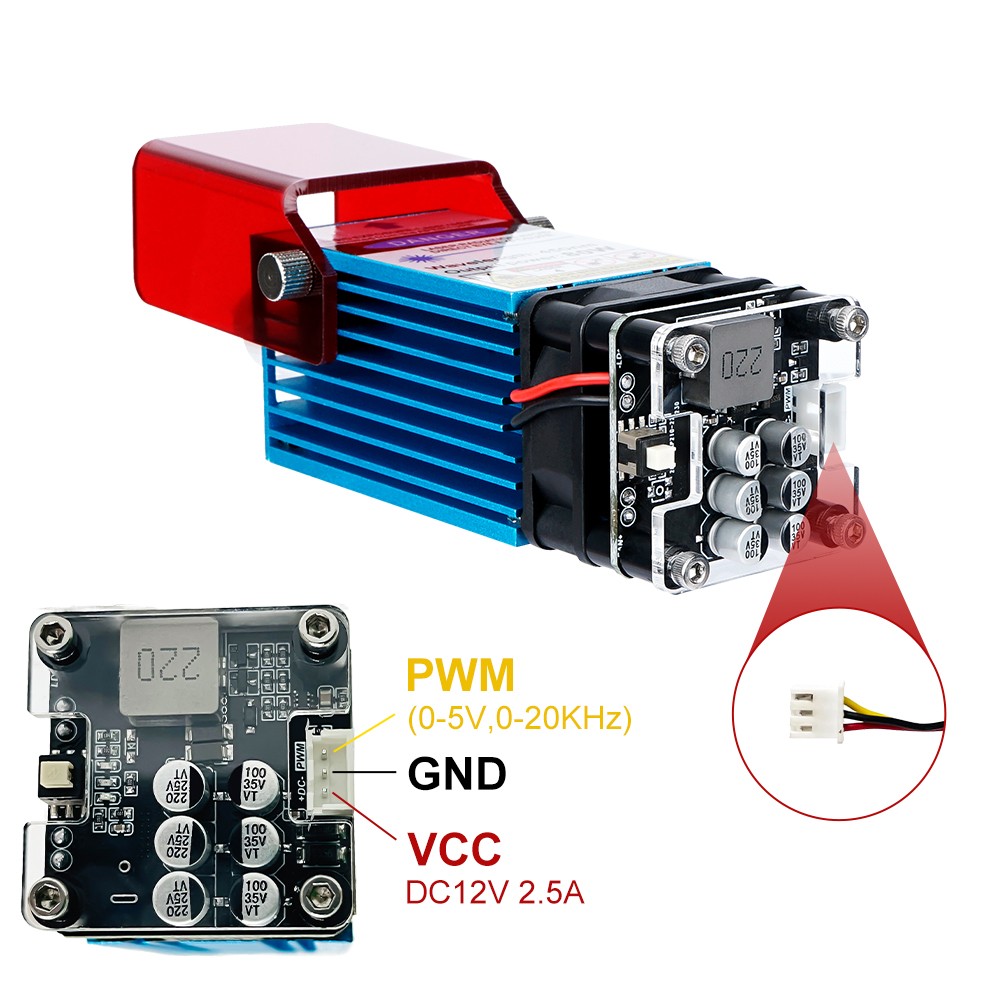 80W 24V Laser Head With Air Assist Blue Laser Module CNC Laser Cutting Machine