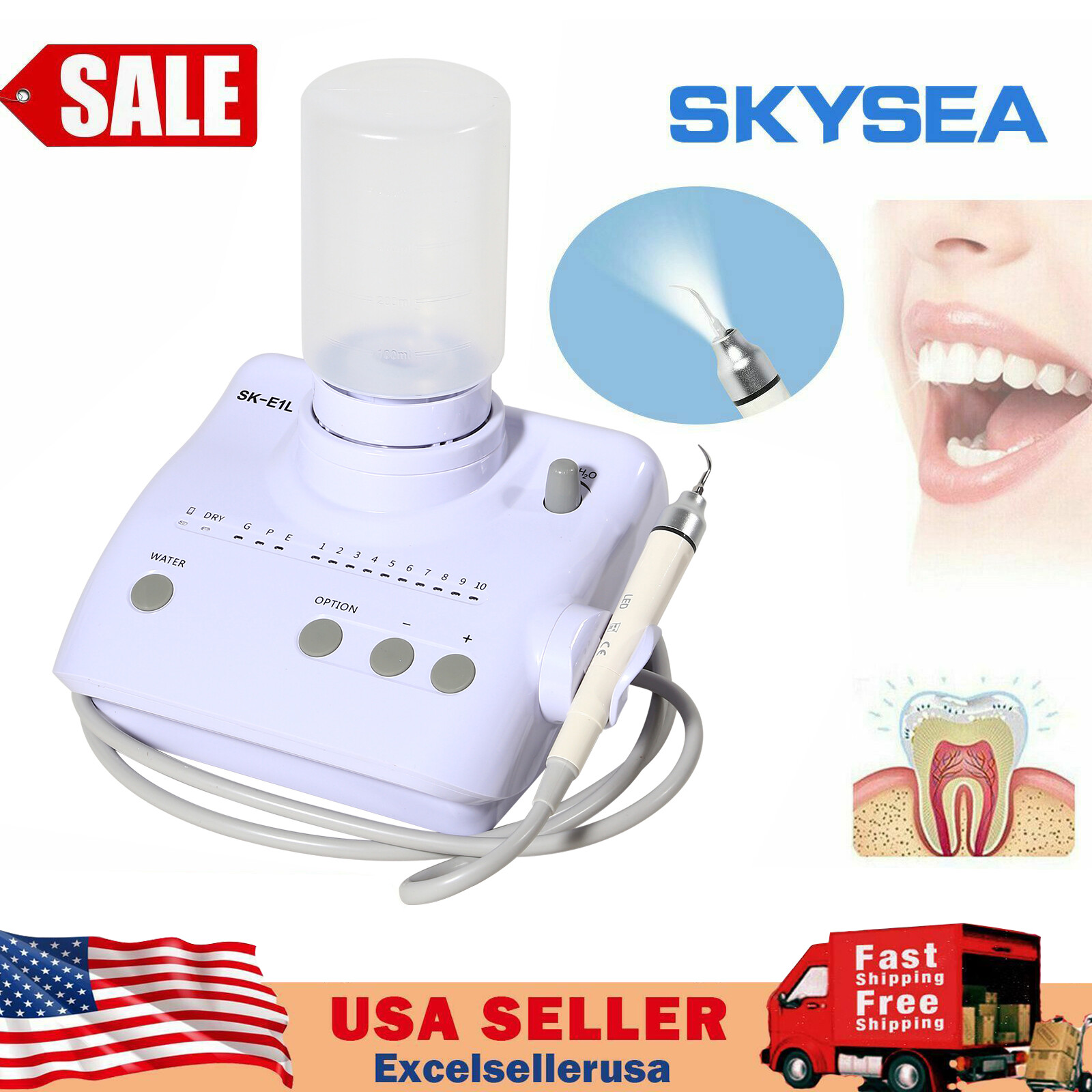 USA LED/NO-LED Dental Ultrasonic Piezo Scaler (2 Bottles) Fit Cavitron EMS NEW