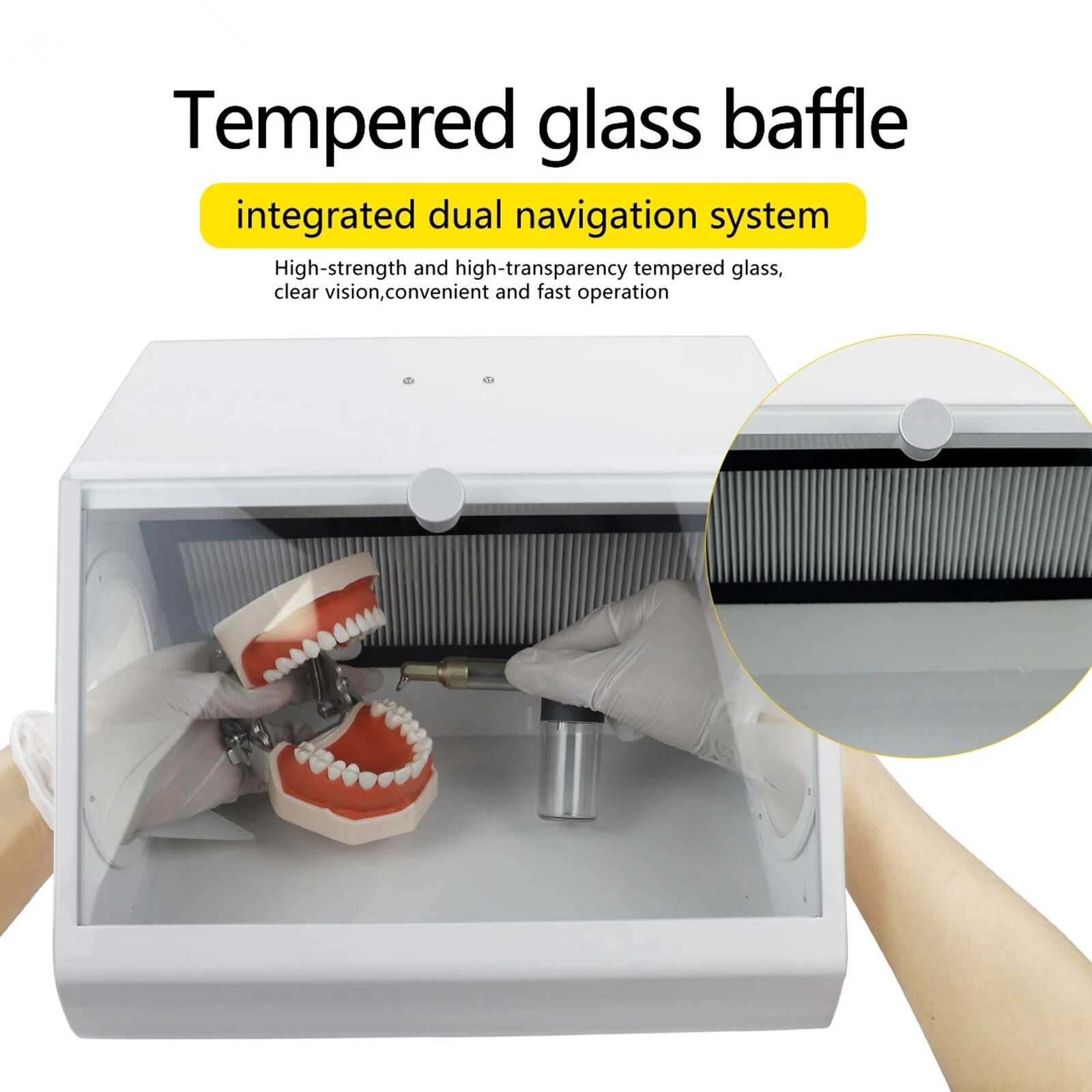 Dental Grinding Polishing Box Lapping Protector Sandblasting Dust-proof Box LED