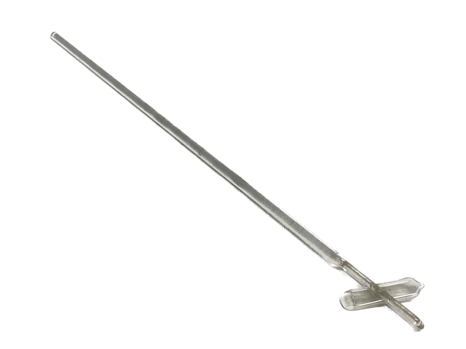 Lab Polished Glass Stirring Shaft w/ Fixed Pivoting Glass Blade 19-5/8” 2-3/8″