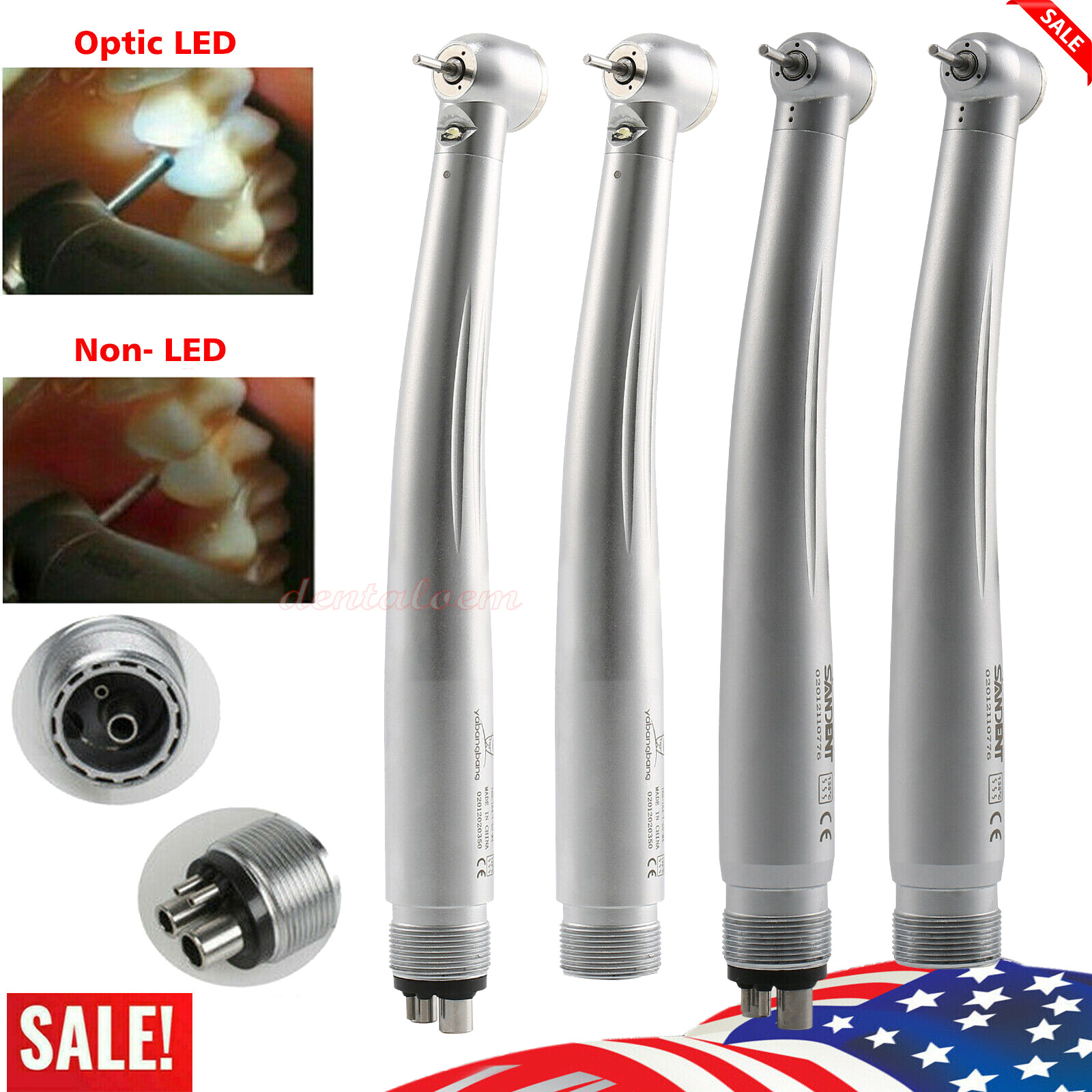 Dental High Speed/ LED E-generator Handpiece Push Button Turbine 4Hole Ybangbang