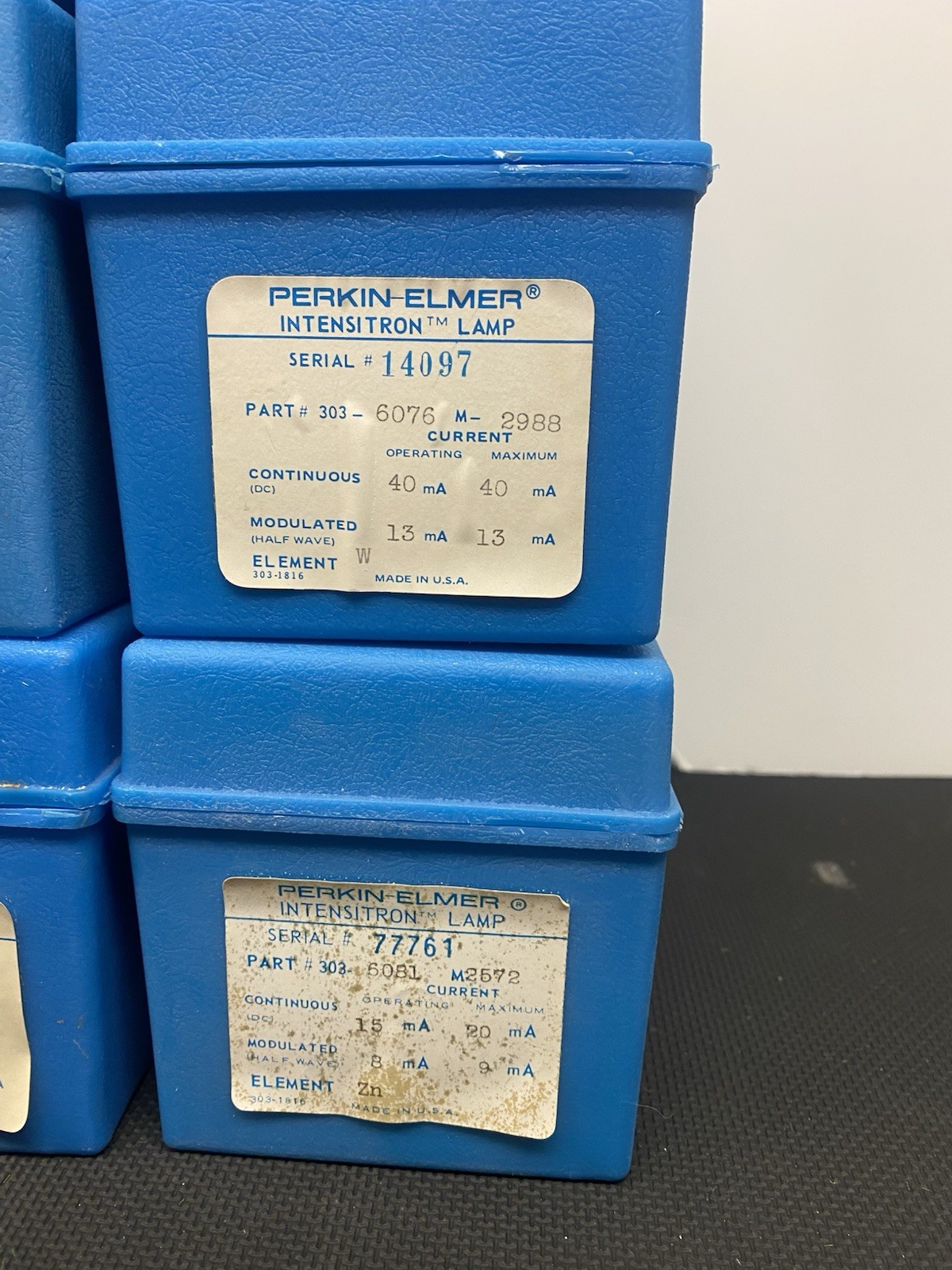 Lot of 15 Different Perkin-Elmer 303-60xx Intensitron Hollow Cathode Lamps