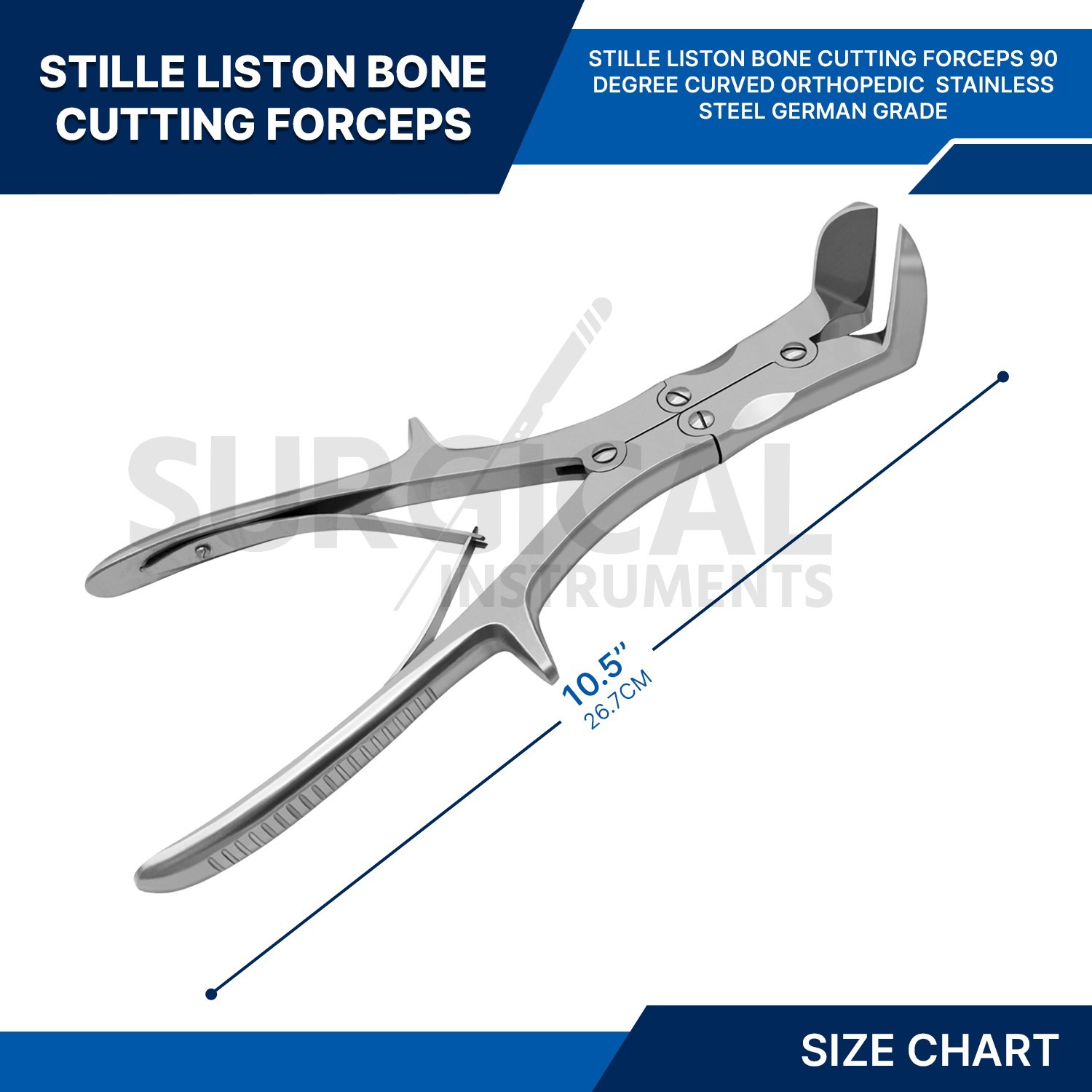 Stille Liston Bone Cutting Forceps 10.5″ 90 Degree Curved Orthopedic German Grad