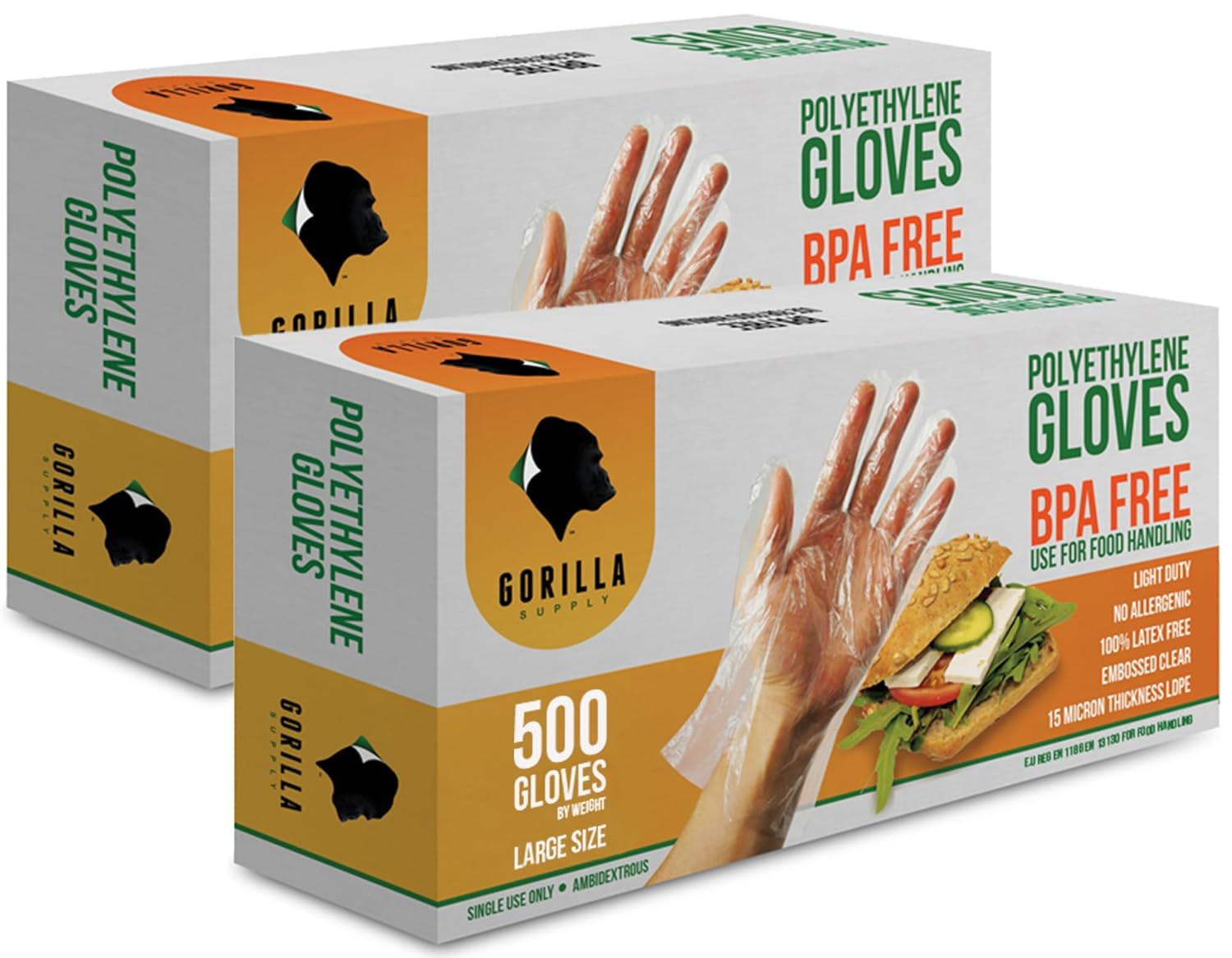 GORILLA SUPPLY 1000 BPA Free Premium Disposable Gloves Poly PE LDPE Plastic for