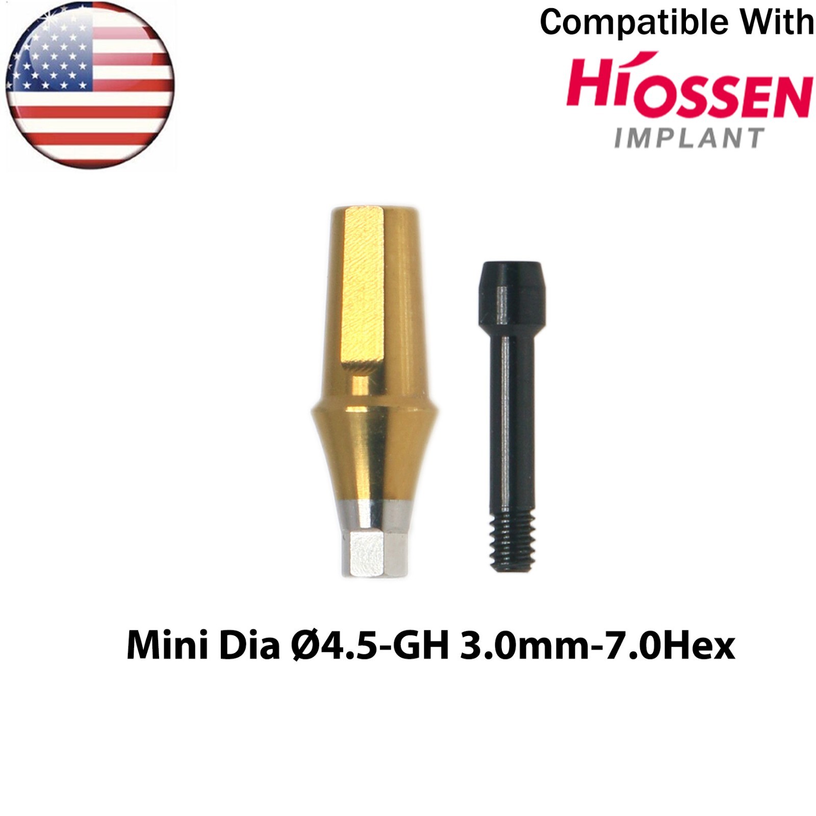 US Dental Titanium Straight Transfer Abutment Mini Ø4.5mm Fits Hiossen Osstem TS