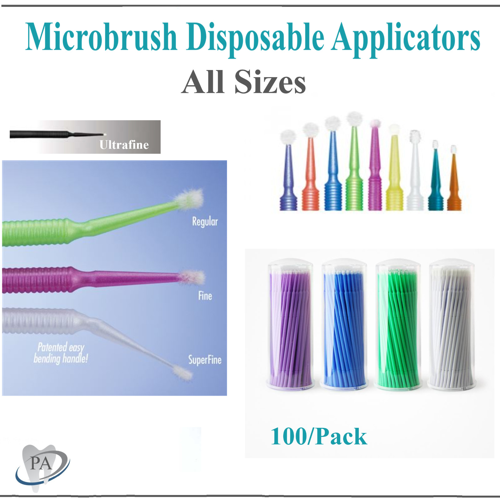 400-1000 Microbrush MicroBrushes Applicator Tips Regular, Fine, Super Dental