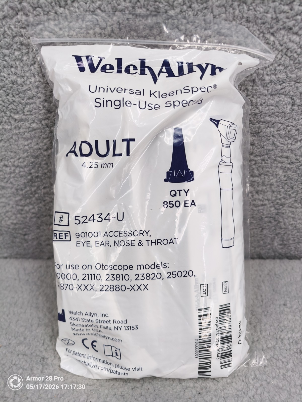 Welch Allyn KleenSpec Disposable Otoscope Specula 4.25MM, Bag of 850, New