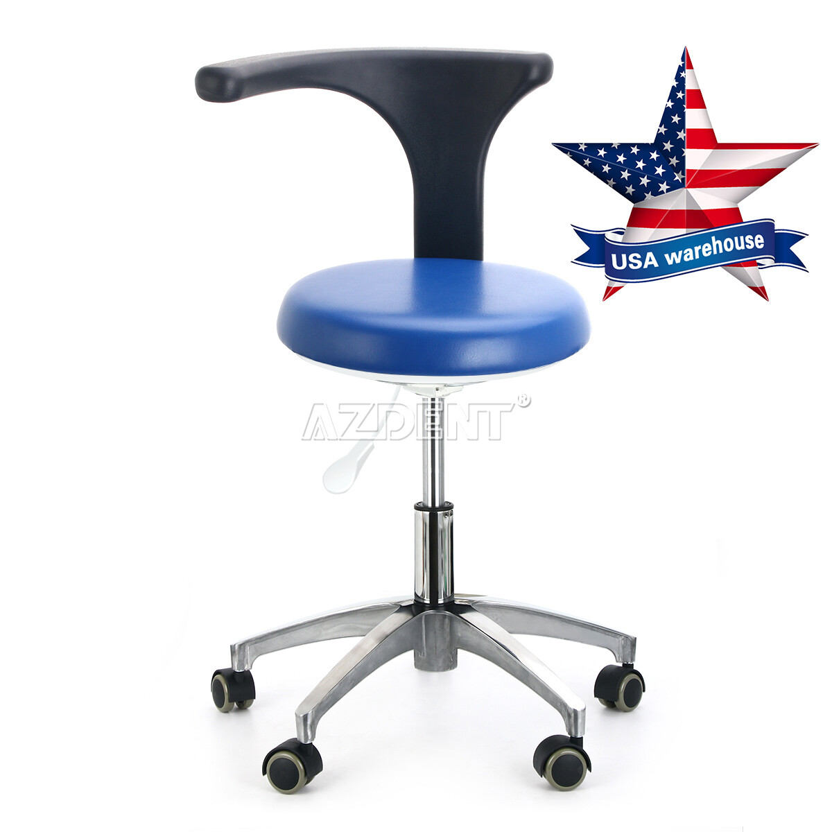 PU Leather Dental Adjustable Stool Dentist Doctor Chair Office Rolling Stool UPS