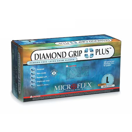 Ansell Dgp-350-Xs Microflex Diamond Grip Disposable Gloves, 5.5 Mil, Latex,