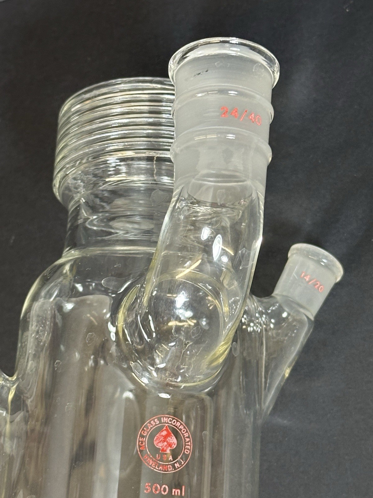 Ace Glass 500 ml Multi-Neck Cylindrical Distillation Vessel/Receiver Flask