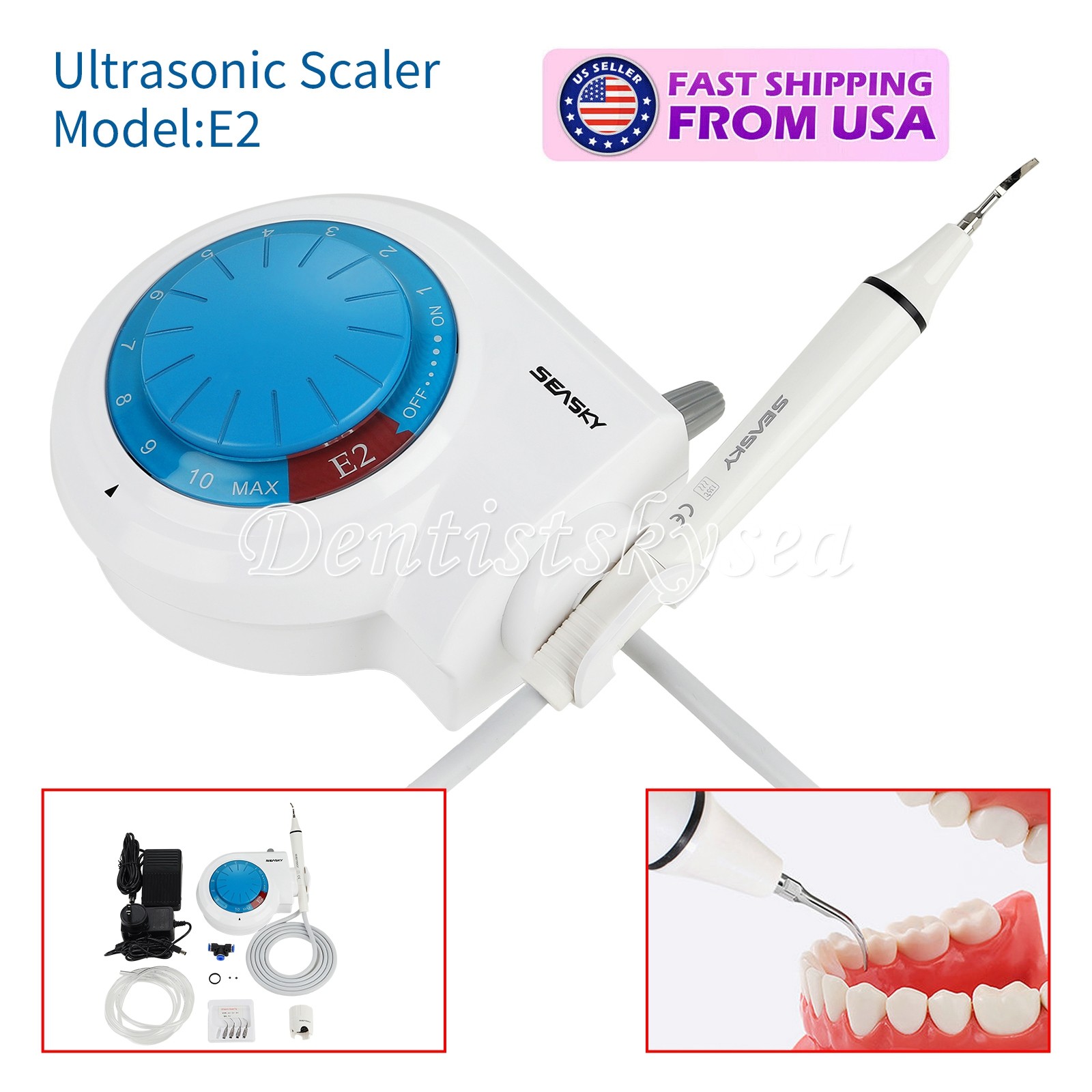 SEASKY Dental Ultrasonic Piezo Scaler w/ Handpiece 5*Tips fit EMS fit Cavitron E