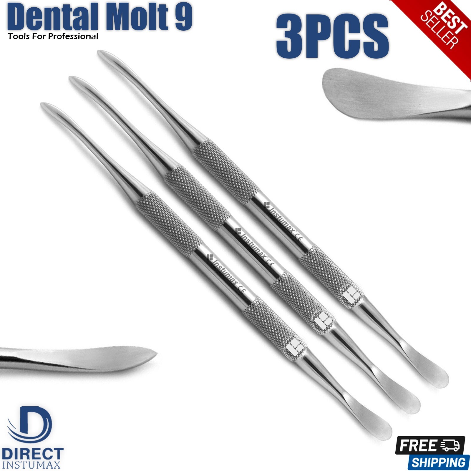 3PCS Dental Molt #9 Periosteal Elevator Surgical Reflecting Mucoperiosteum Tools